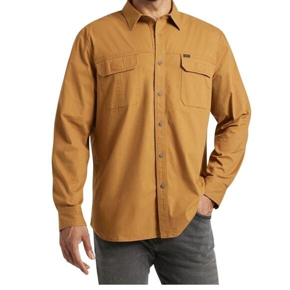 Lee Premium Select Men's Stretch Canvas Utility Long Sleeve Button Down Shirt - Picture 3 of 6